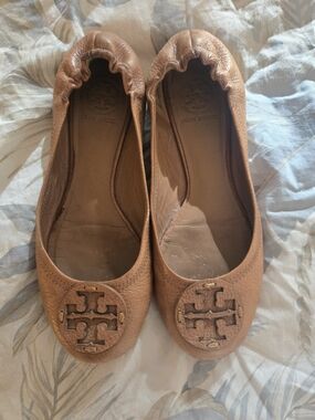 Tory Burch Womens Tan Leather Reva Ballet Flats 7